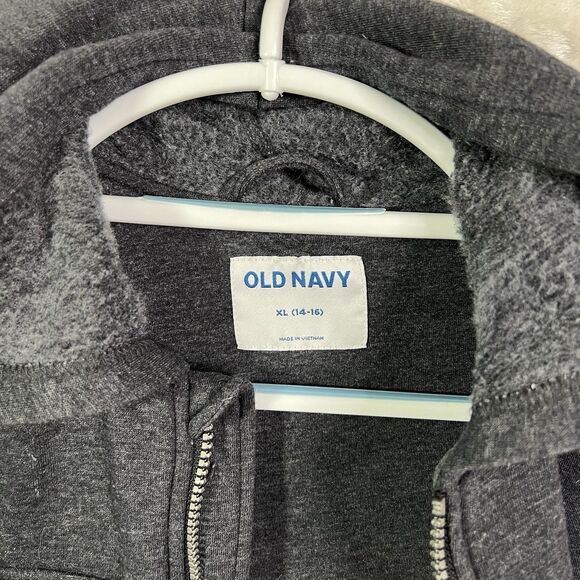 Boy’s XL 14-16 Warm Jacket Hood Packets Gray Double Cotton Jersey Full Zip - Picture 6 of 14